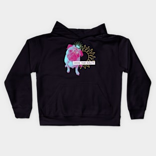 Pug Reality Dog Vaporwave Party Techno Glitch Fun Kids Hoodie